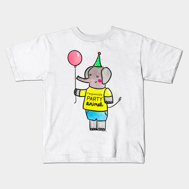 Responsible Party Animal Elephant Kids T-Shirt by Lady Lucas